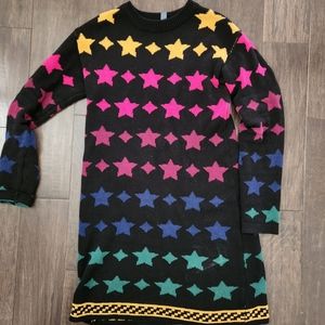 Modcloth rainbow star print sweater dress XS